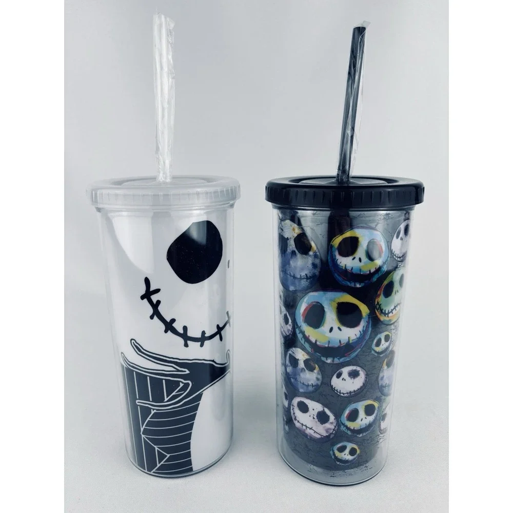 Nightmare Before Christmas Jack Skellington Travel Tumbler Cup 20 Oz Lot Of 2